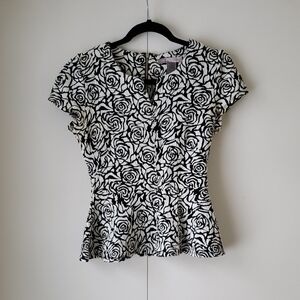 Forever 21 Rose Pattern Peplum Top